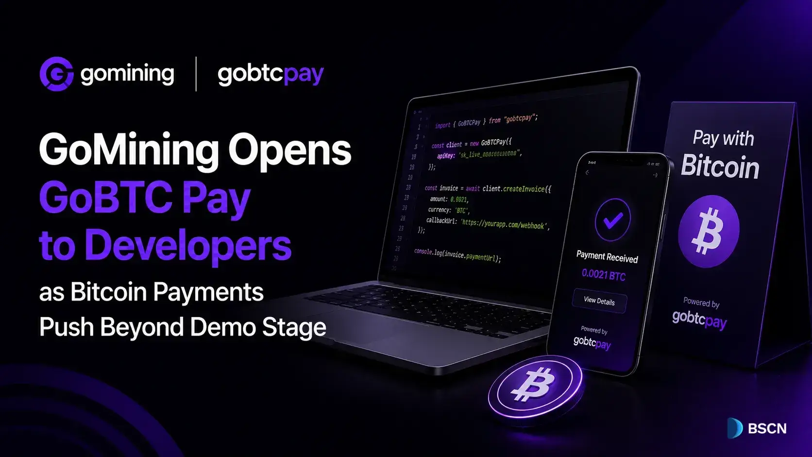 GoMining Opens GoBTC Pay to Developers as Bitcoin Payments Push Beyond Demo Stage