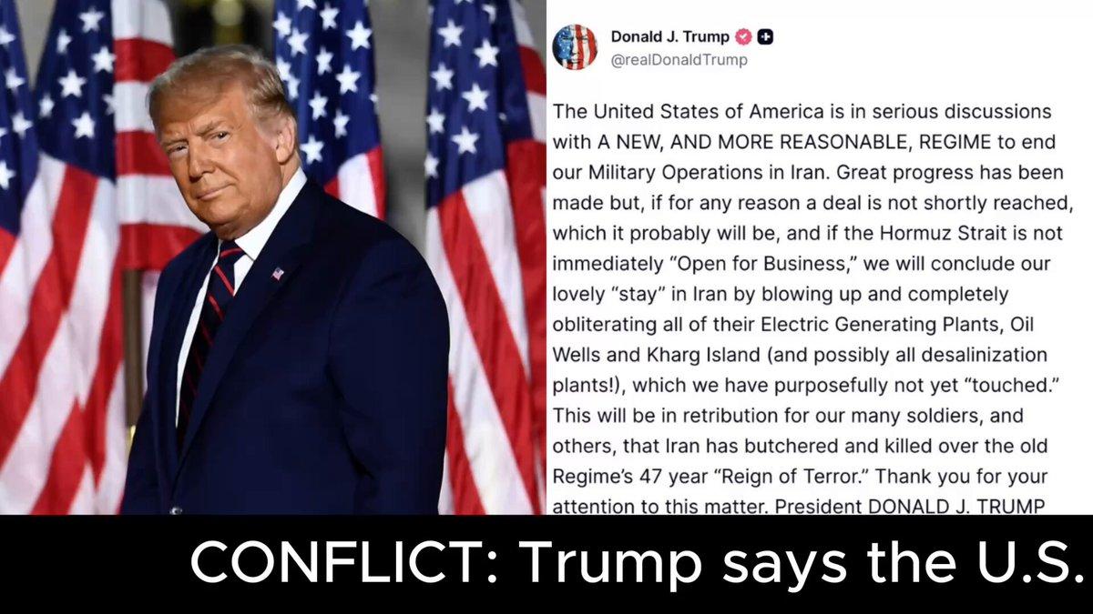 Trump Threatens To Obliterate Iran'S Entire Energy And Water Infrastructure If Hormuz Deal Is Not Reached