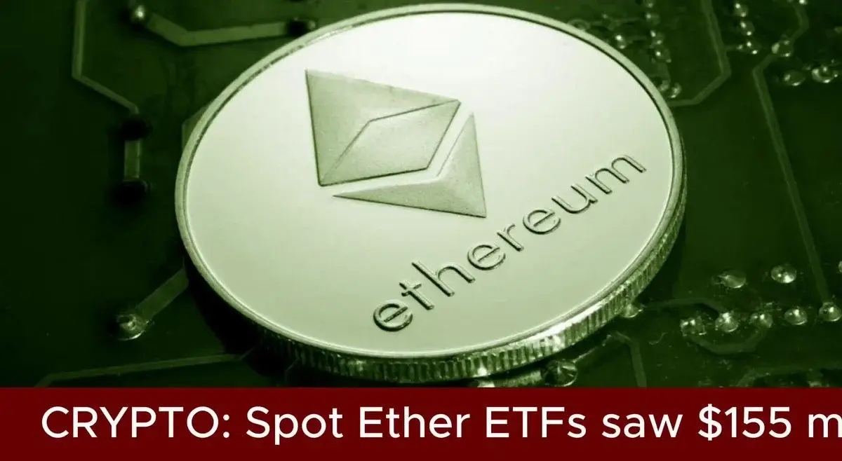SPOT $ETH ETFS SAW $155 MILLION NET INFLOWS THIS WEEK